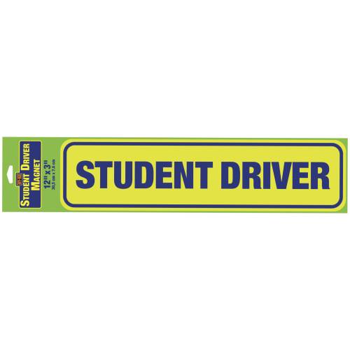 HY-KO Student Driver Vehicle Magnet 3” x 12” Size Affixes to Metal Removable (3” x 12”)