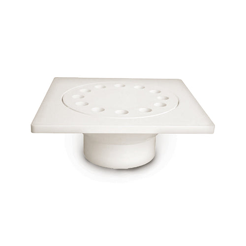 Braxton Harris Company 6″ x 6″ w/ 1-1/2″ x 2″ Outlet PVC Bell Trap Drain w/ Snap-in Lid (strainer)