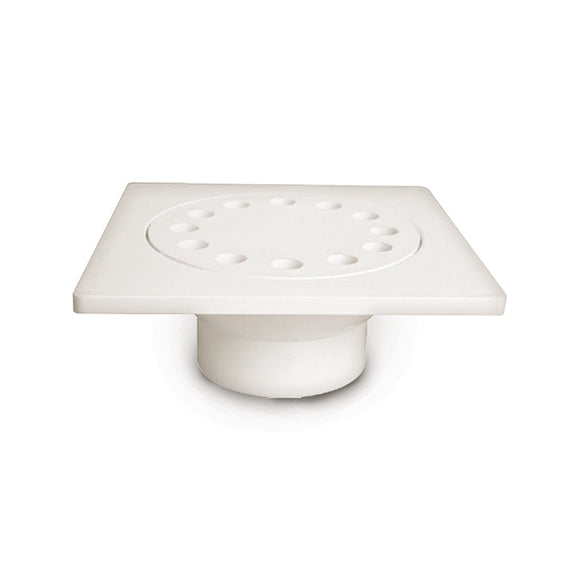 Braxton Harris Company 6″ x 6″ w/ 1-1/2″ x 2″ Outlet PVC Bell Trap Drain w/ Snap-in Lid (strainer)