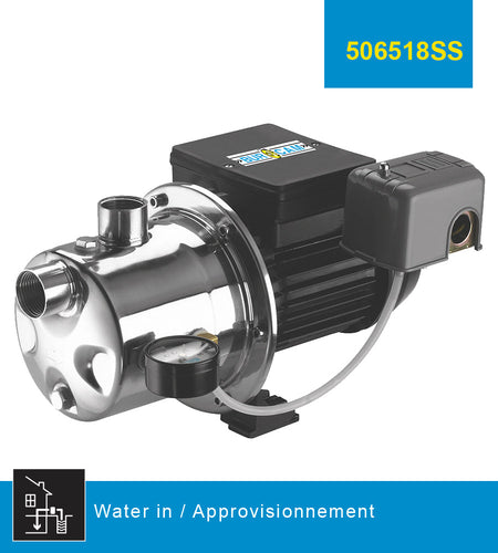 Burcam 506518SS Shallow Well Jet Pump 3/4 HP 900 US GPH 115/230 Volts