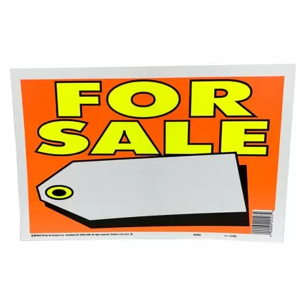 Hy-Ko 9 x 14 inch Plastic For Sale Sign with Tag, Text Box