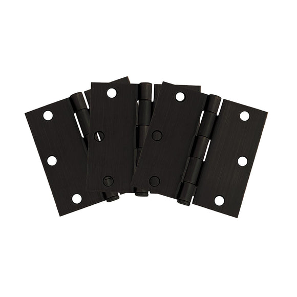 Design House  Square Corner Door Hinge in Oil-Rubbed Bronze, 3.5-Inch, 3-Pack