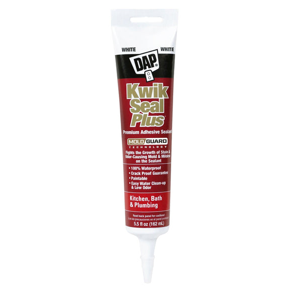DAP Kwik Seal Plus® Kitchen & Bath Adhesive Sealant 5.5 Oz White