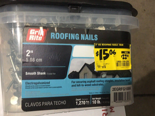 Grip Rite 2 Electro Galvanized Smooth Shank Bulk Roof Nails