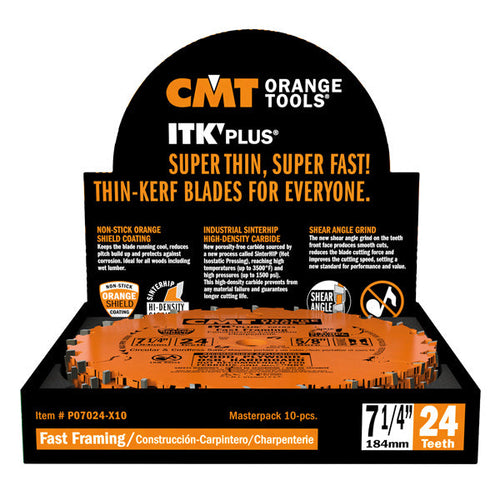 CMT P06018 ITK PLUS Saw Blade for Fast Framing, 6-1/2 X 18 Teeth, 10° ATB + Shea