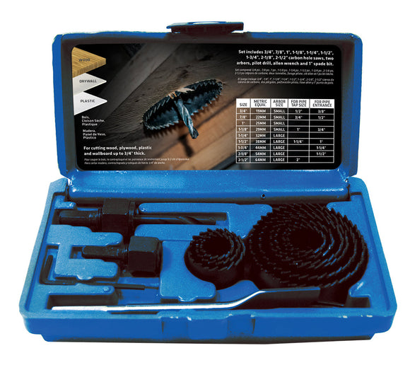 Century Drill And Tool 14 Piece Carbon Hole Saw Set