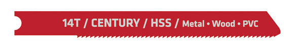 Century Drill And Tool Jig-Saw Blade Hss 14t 2 Pcs 2-3/4″ Length .040 Thickness Universal Shank