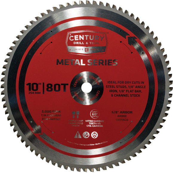 Century Drill And Tool Metal Series Circular Saw Blade 10″ X 80t X 5/8″ Arbor Metal Cutting