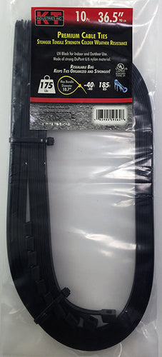 K-T Industries 36.5 Extra Heavy Duty, Uv Black, 10/Pk
