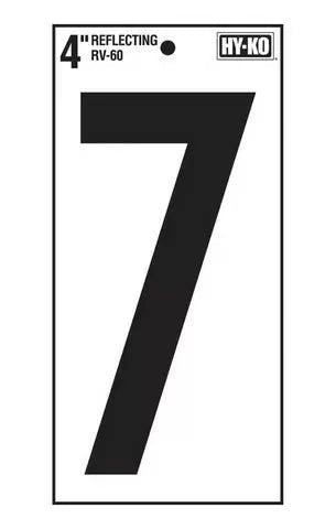 Hy-Ko 4in Reflective Vinyl Number '7'