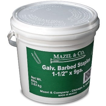 Mazel 11608112 8# Pail1-1/2galv Barb Staples