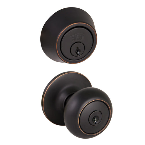 Design House Cambridge 2-Way Latch Deadbolt and Entry Door Knob in Oil Rubbed Bronze