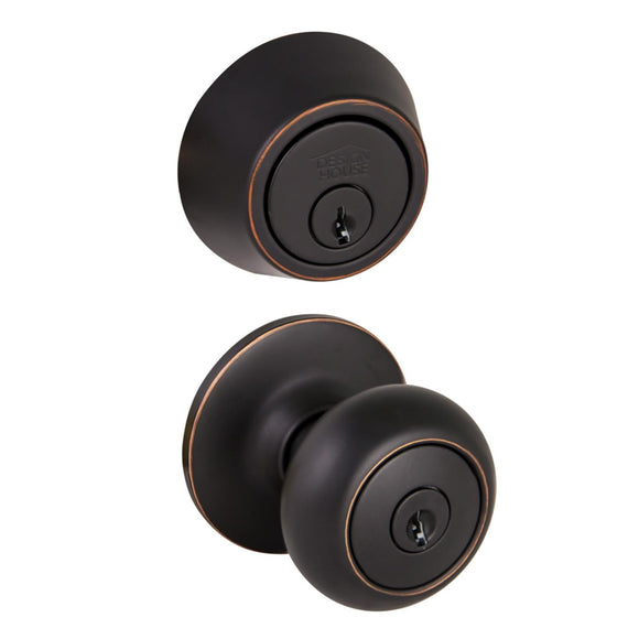 Design House Cambridge 2-Way Latch Deadbolt and Entry Door Knob in Oil Rubbed Bronze