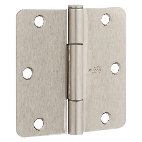 National Hardware Squeak Guard Door Hinges 1/4 In. Radius Round Corners 3.5, Satin Nickel