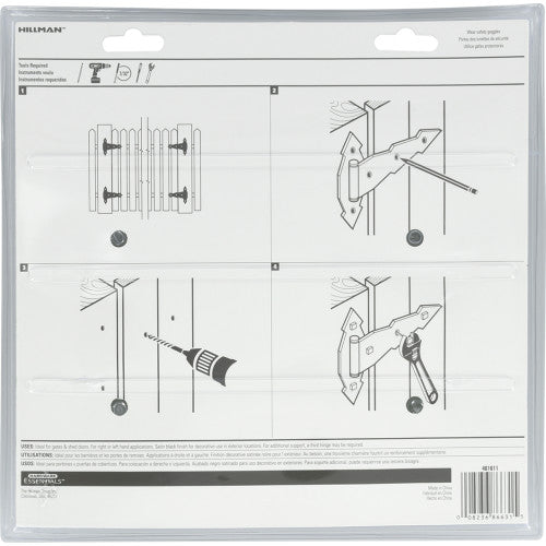 Hillman Hardware Essentials Ornamental T-Hinge Black
