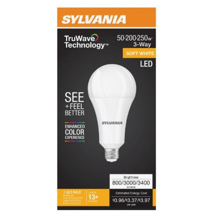 Sylvania TruWave LED Bulb 3-Way A23 Lamp Light