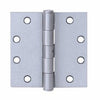 Ball-Bearing Hinge, Removable Pin, Square Corners, Satin Stainless Steel, 4 x 4-In.