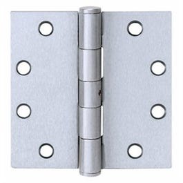 Ball-Bearing Hinge, Square Corners, Satin Stainless Steel, 3.5 x 3.5-In.