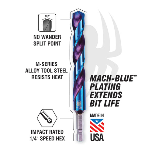 Spyder HSS Twist Drill Bit Stinger™ Mach-Blue™
