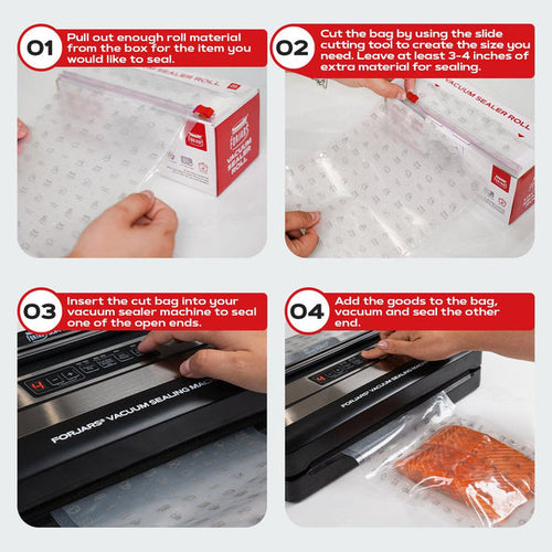 Forjars® Vacuum Sealer Roll - 8 in x 150 ft, Textured on Both Sides, 7.5 Mil Thickness