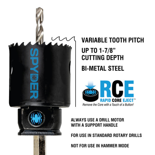Spyder Rapid Core Eject™ Bi-Metal Hole saws