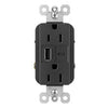 Legrand Pass & Seymour radiant® 15W USB Outlet, Type A/C, 15A, Tamper-Resistant, Black