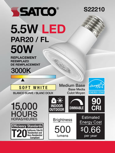 Satco S22210 5.5PAR20/LED/930/FL/120V