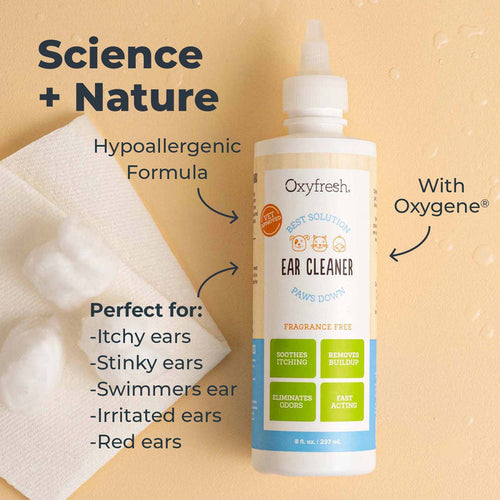 Oxyfresh Advanced Pet Ear Cleaner - Fastest Itch Relief & Squeaky Clean Ears