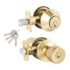 Grip Tight Tools  Combo Lock Entry Knob - Tulip Style and Deadbolt - Polished Brass Finish US3 - 4 KW1 Keys - 6 in 1 Drive - In Latch - Mobile Home