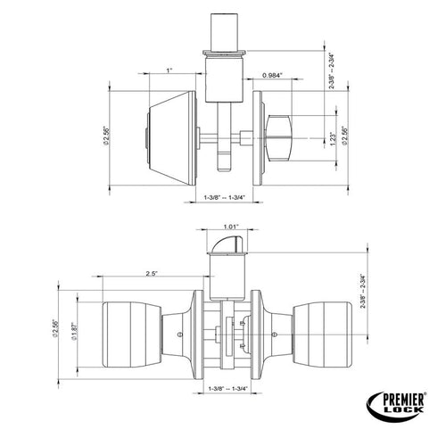 Grip Tight Tools  Combo Lock Entry Knob - Tulip Style and Deadbolt - Polished Brass Finish US3 - 4 KW1 Keys - 6 in 1 Drive - In Latch - Mobile Home