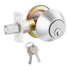 Grip Tight Tools Deadbolt Lock - Stainless Steel Finish US32D - 2 KW1 Keys - 6 in 1 Drive - In Latch - Mobile Home