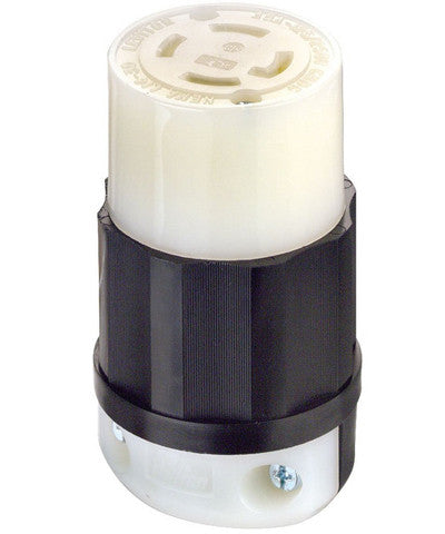 Leviton 30-Amp, 125/250-Volt, NEMA L14-30R, 3P, 4W Locking Connector Industrial Grade, Grounding Black & White 2713