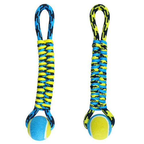 Pet Park Blvd Paracord Rope Twisted Tugs with Tennis Ball