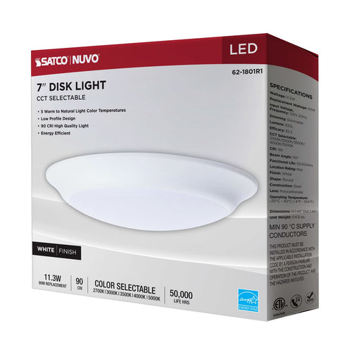 Satco Nuvo 62-1801R1 7 LED Disk Light White Finish