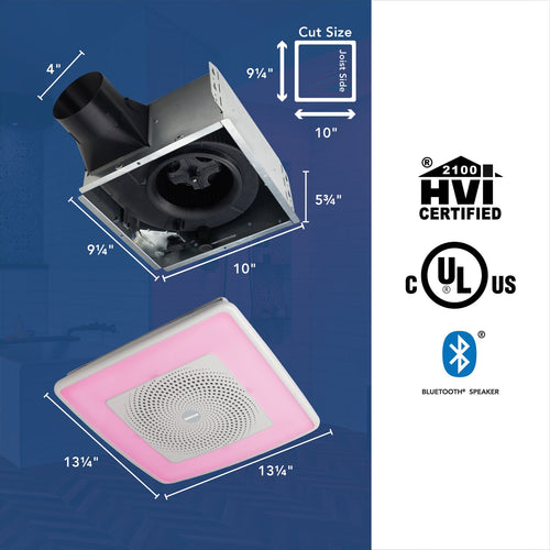 Broan-NuTone® 110 CFM, 1.5 Sones ChromaComfort™ w/ Sensonic™ Bluetooth® Speaker