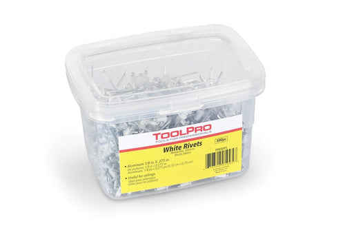 ToolPro Rivets - 1/8 in. White Aluminum Pull Rivets - 500 Pack