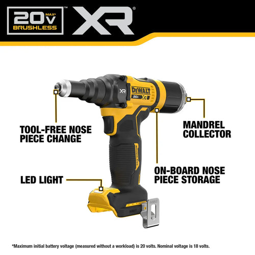 DeWalt 20V MAX* XR® Brushless Cordless 3/16 in. Rivet Tool (Tool Only)