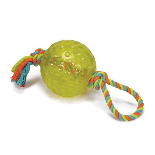 Boss Pet Chomper 5 TPR Ball with Rope Tugs Dog Toy