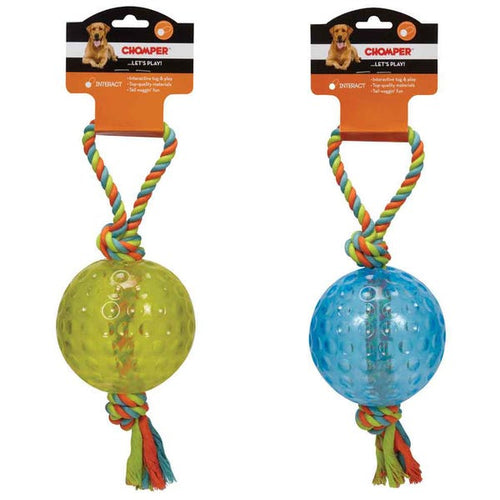 Boss Pet Chomper 5 TPR Ball with Rope Tugs Dog Toy
