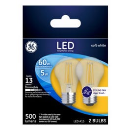 Ceiling Fan LED Light Bulbs, Soft White, Clear, Dimmable, 500 Lumens, 5-Watts, 2-Pk.
