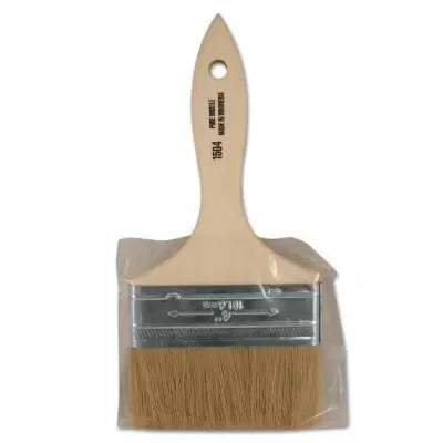 Linzer White Chinese Bristle Paint Brush, 3/8 in Thick, 4 in X Wide, Wood Handle