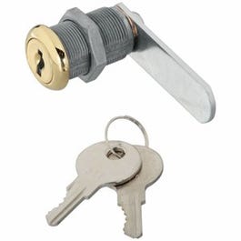 Door/Drawer Utility Lock, Brass, 3/4-In.