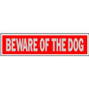 Beware Of Dog Sign, Red Aluminum, 2 x 8-In.