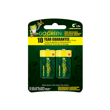 GoGreen Power® Alkaline Batteries C 2pk