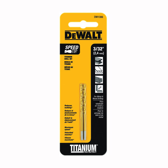 Dewalt Titanium Nitride Coating Drill Bits 3/32 in. x 2-1/4 in.