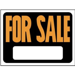 For Sale Sign, Hy-Glo Orange/ Black Plastic, 9 x 12-In.