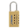 Brinks Commercial 30mm Solid Brass 4-Dial Resettable Padlock - Chrome Plated with Hardened Steel Shackle