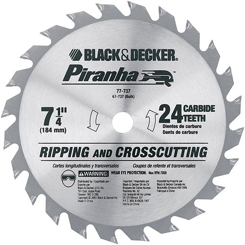 Black Decker  7-1/4 Piranha Carbide 24T Blade