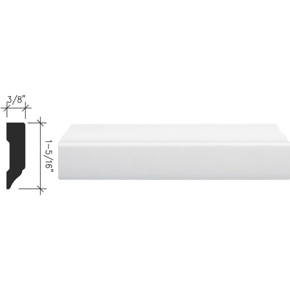 Inteplast Building Products 3/8 In. W. x 1-5/16 In. H. x 7 Ft. L. Crystal White Polystyrene Stop Molding