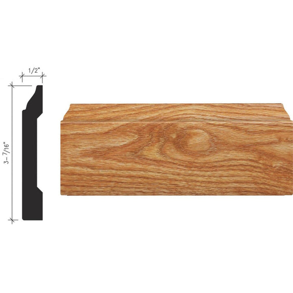 Inteplast Building Products 1/2 In. W. x 3-7/16 In. H. x 8 Ft. L. Majestic Oak Polystyrene Colonial Base Molding